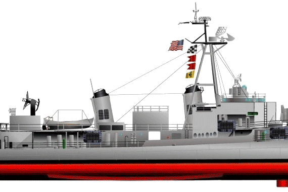 Эсминец USS DD-875 Henry W. Tucker [Destroyer] (1954) - чертежи, габариты, рисунки